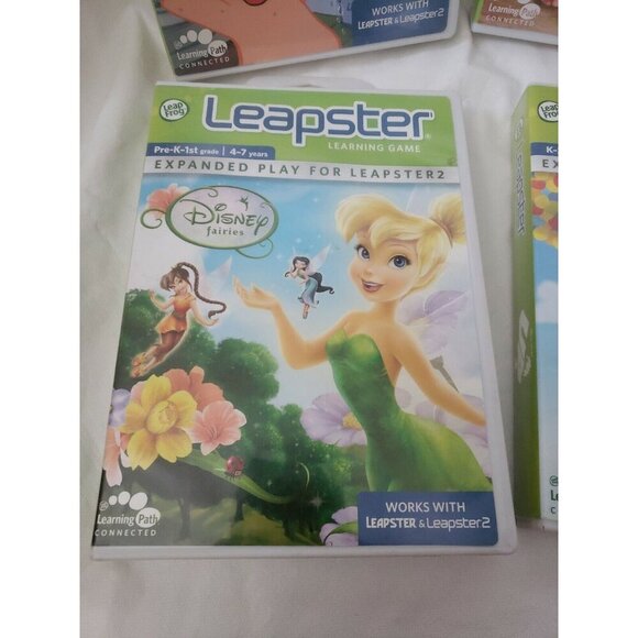 4 Leap Frog Leapster Games SpongeBob, Ratatouille,Disney Fairies & UP Used - Picture 5 of 5